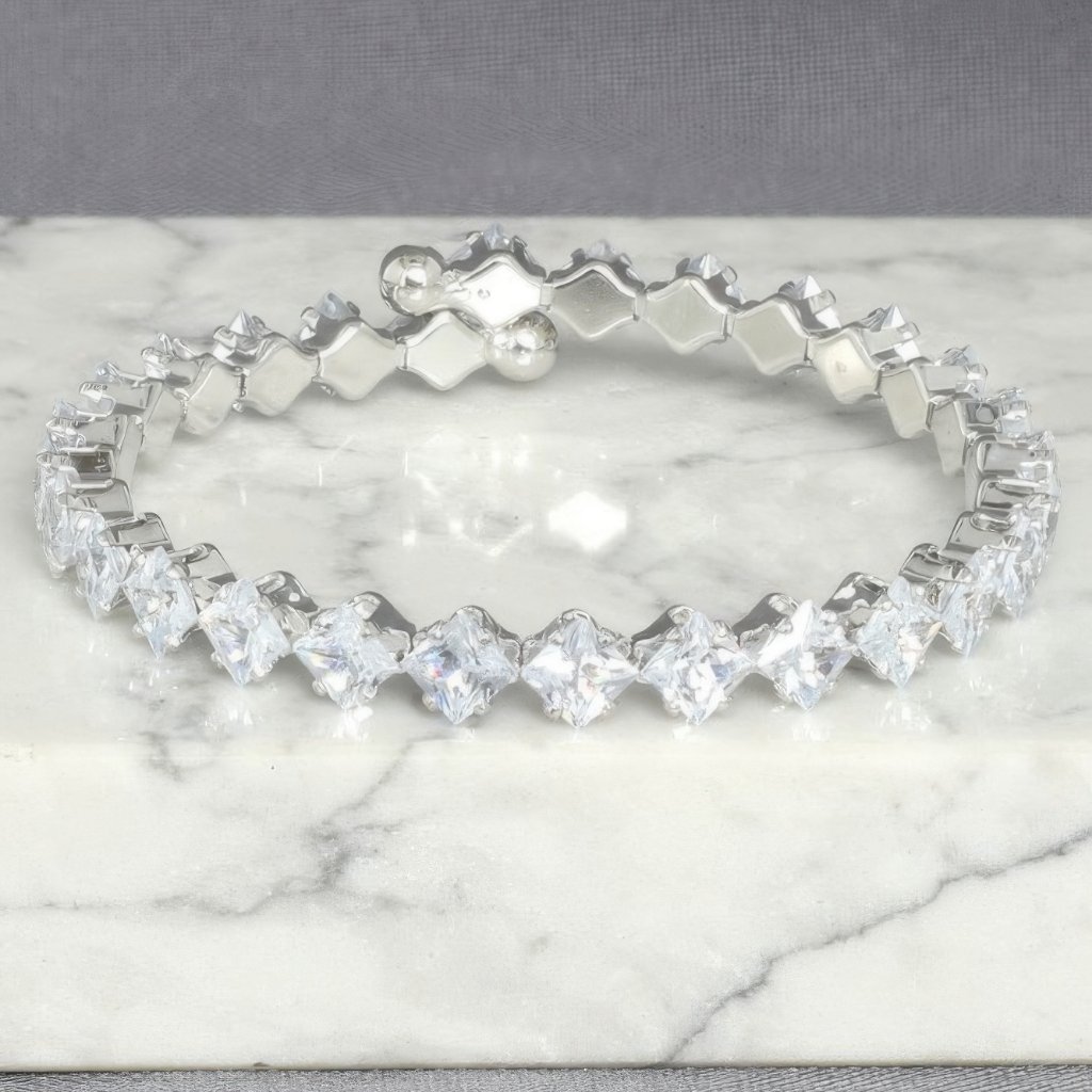 White Gold Plated Cz Tennis Bracelet